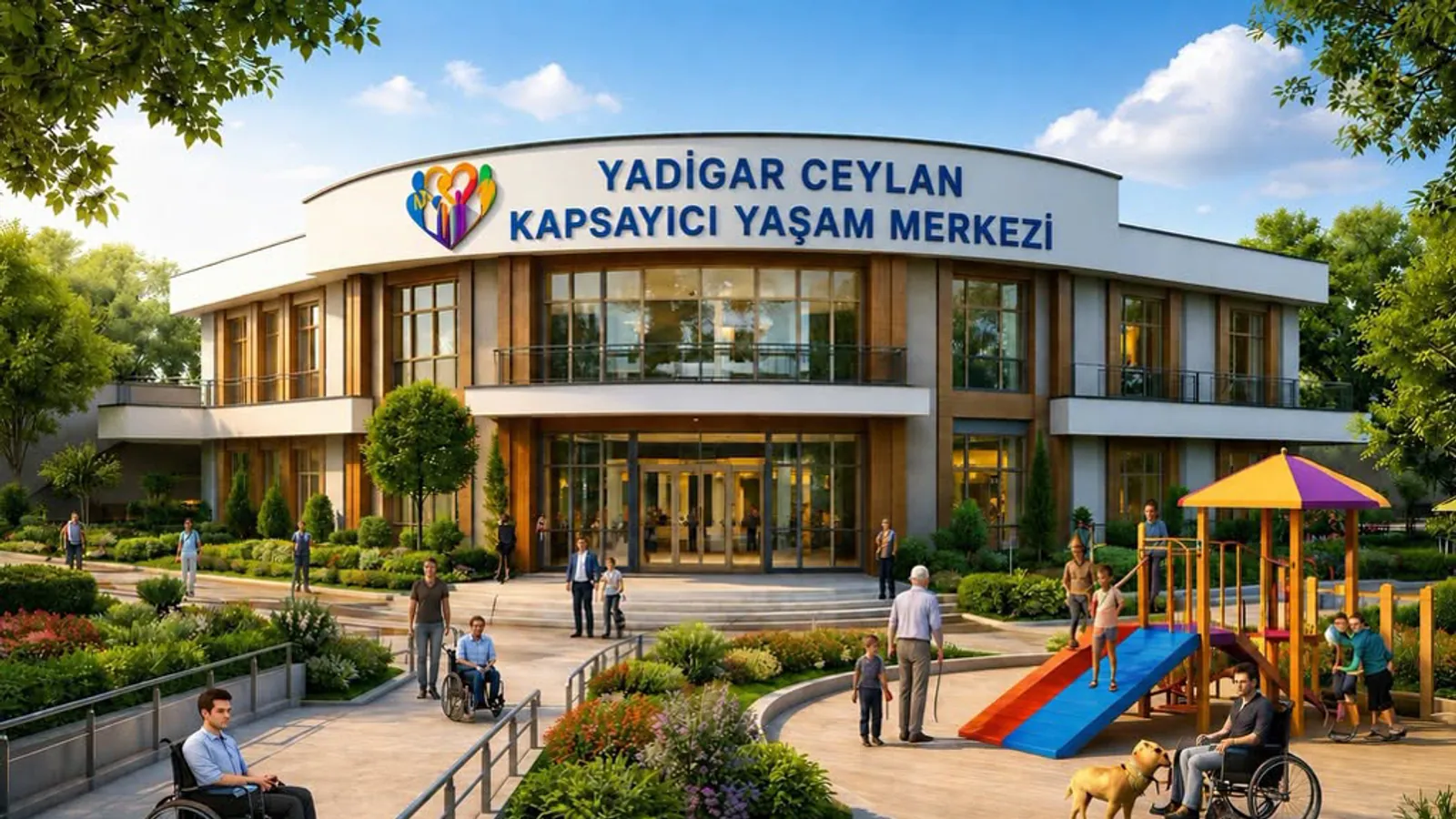 Yadigâr Ceylan Kapsayıcı Yaşam Merkezi için hazırlanan erişilebilir bahçeli mimari proje görseli